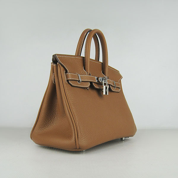 Super A Replica Hermes Togo Leather Birkin 25CM Handbag Light Coffee 6068 - Click Image to Close